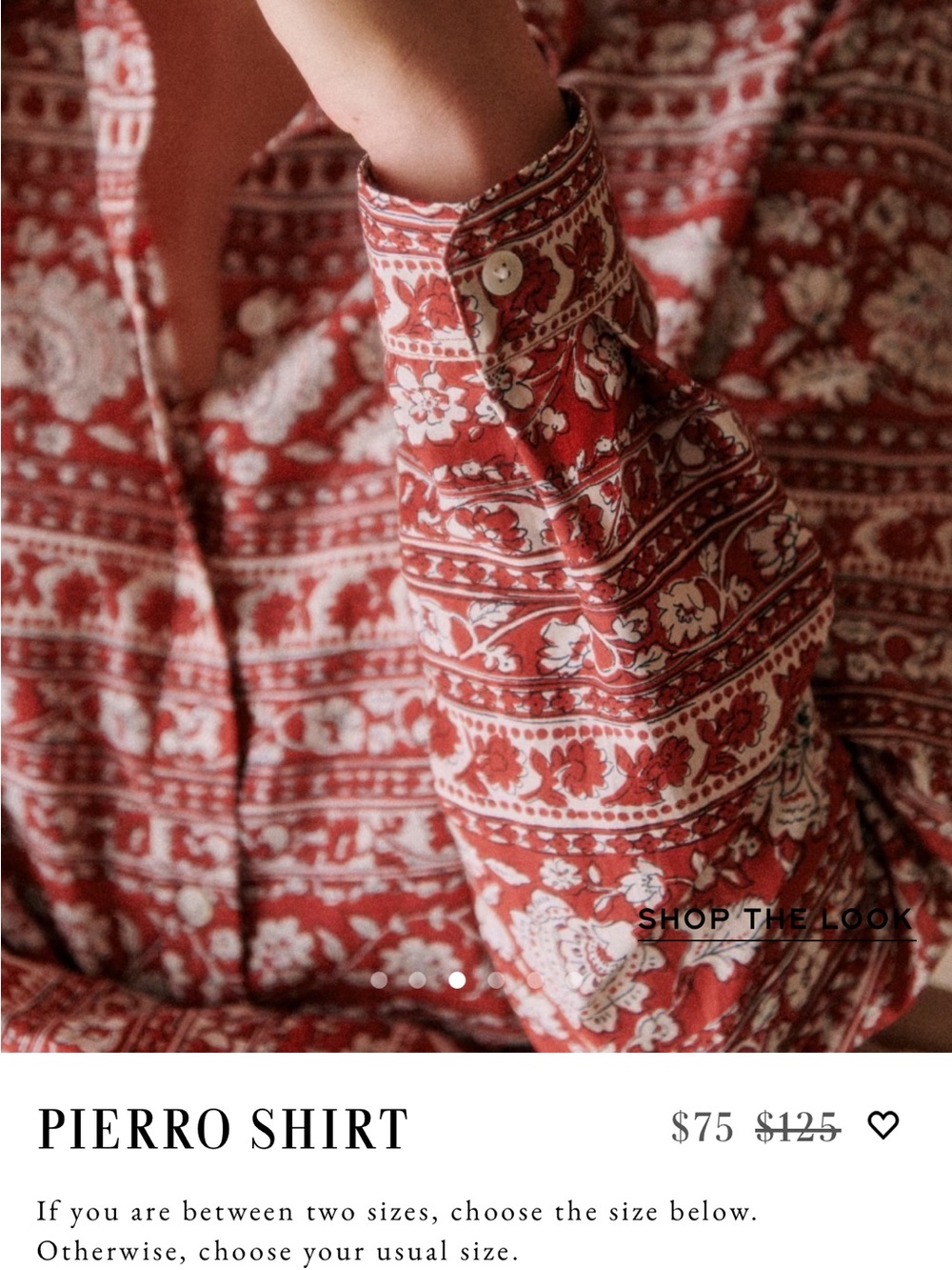 Sezane Red and White Printed Button-Down Shirt